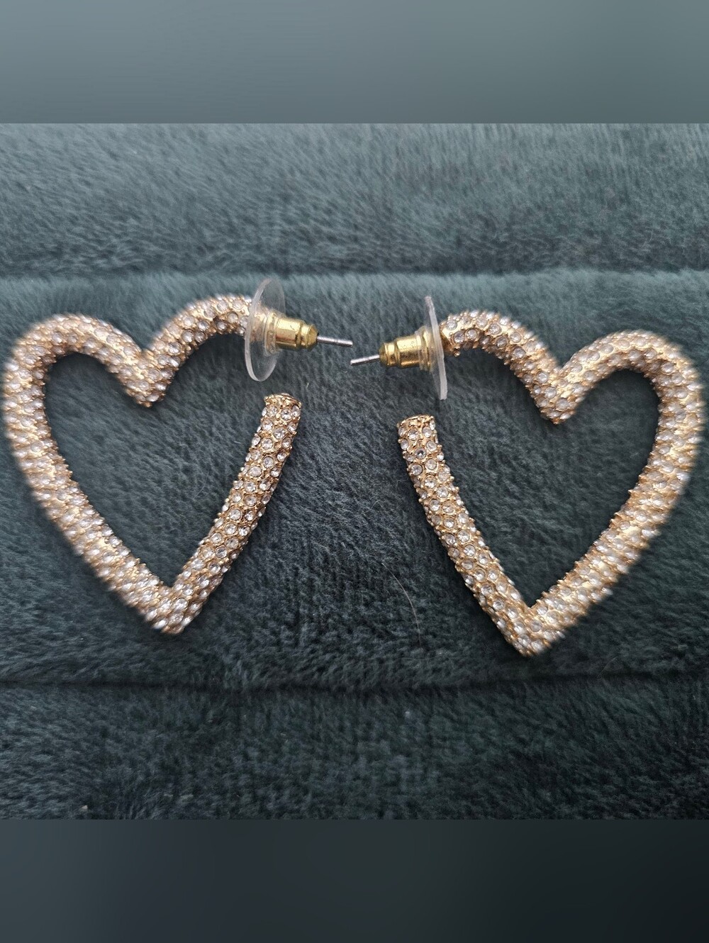 Gold Crystal Heart Hoop Earrings - Women Jewelry